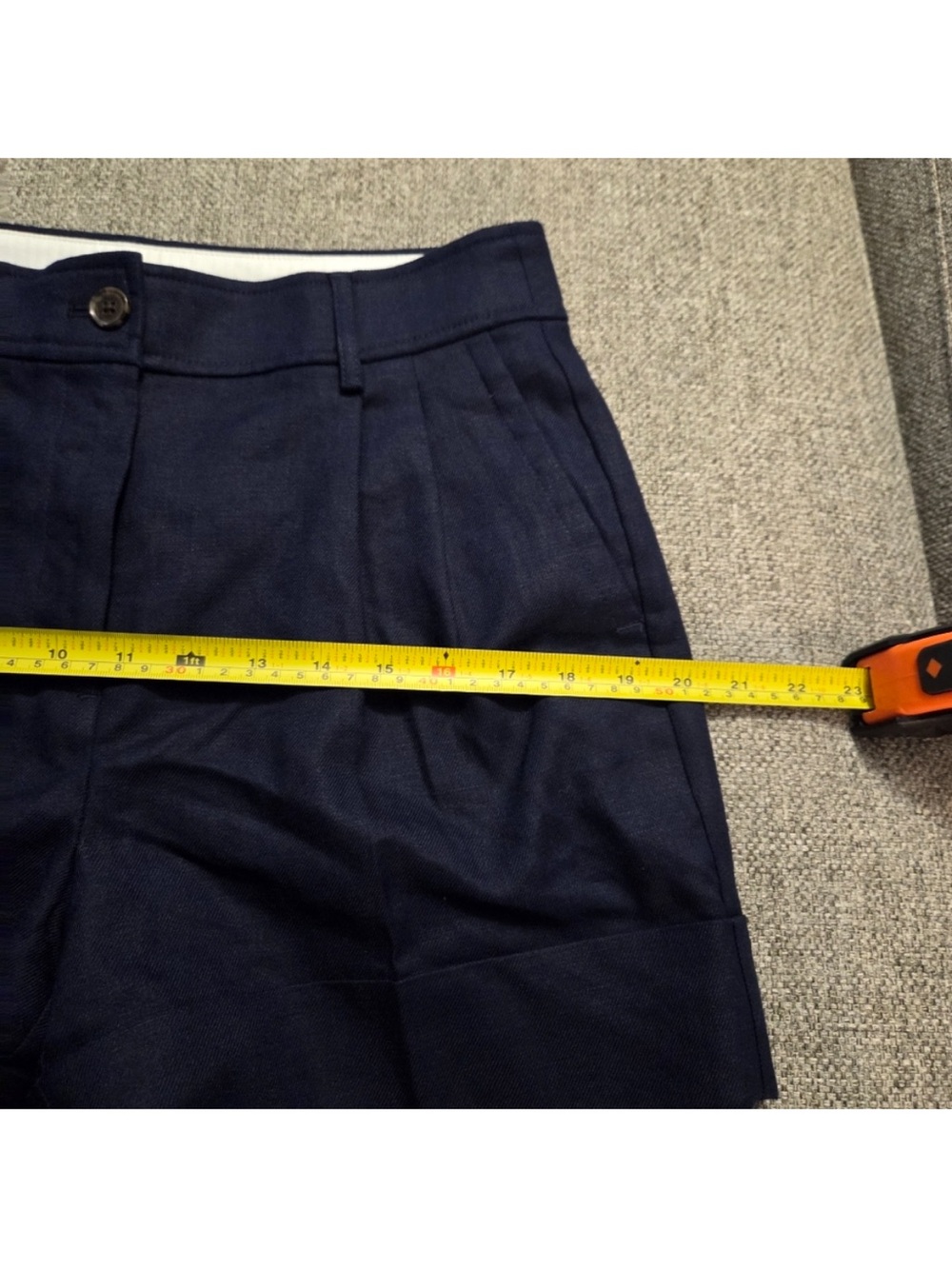 J. Crew Remi High Waist Shorts Stretch Lined Linen Blend In Navy. Size 4. EUC - Picture 10 of 12